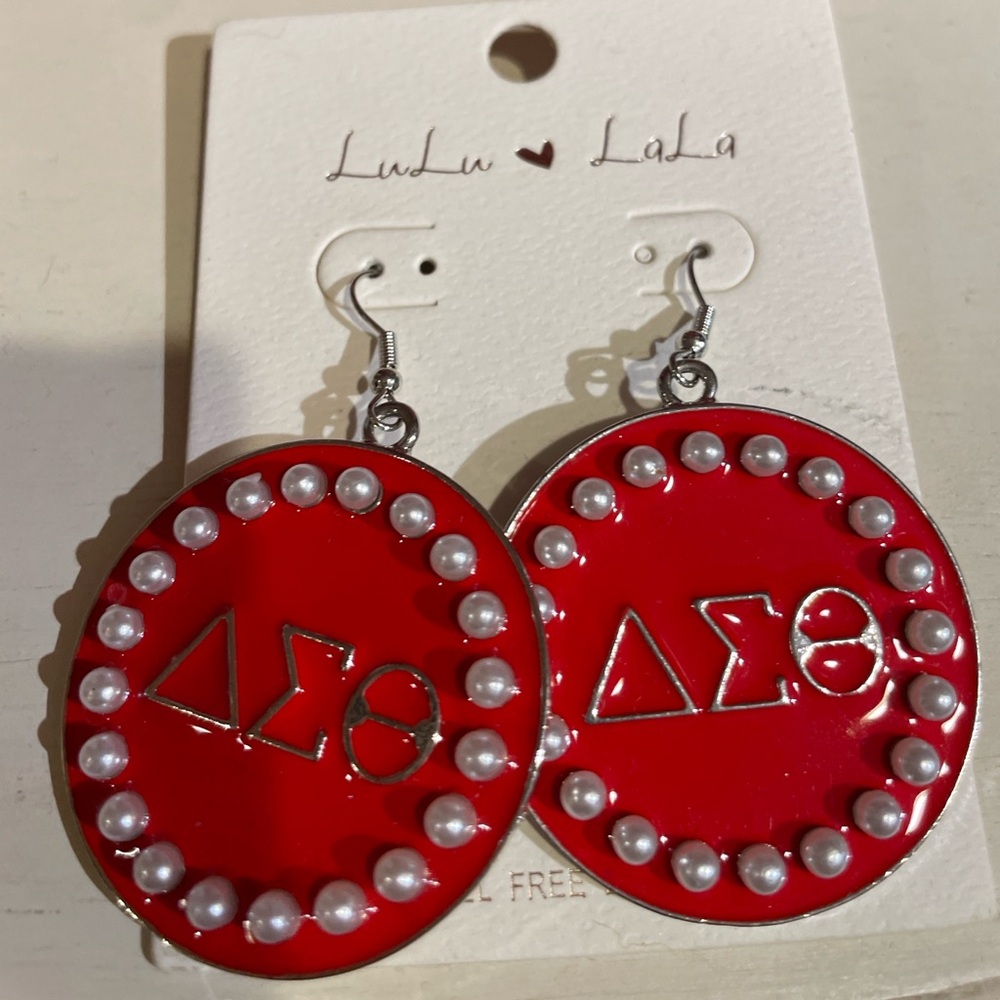 Red and Silver Delta Sigma Theta Earrings